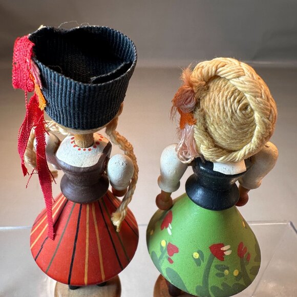 Poland Peg Bead Dolls Vintage Folk Art Traditional Costume Hand Painted - Picture 3 of 10